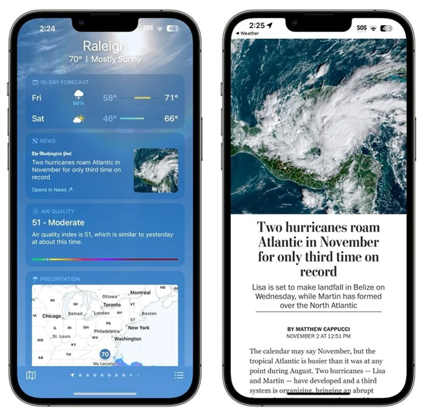 伊春苹果14维修分享iPhone 14手机如何看天气时顺带看新闻 