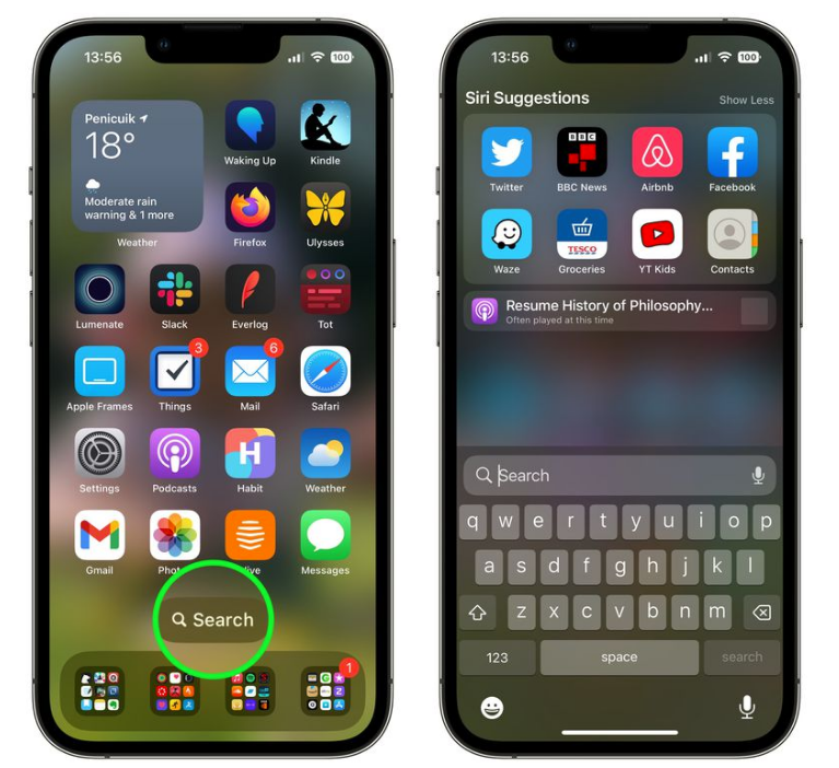 伊春苹果手机维修分享升级到 iOS 16 后，如何删除主屏幕上的搜索按钮 